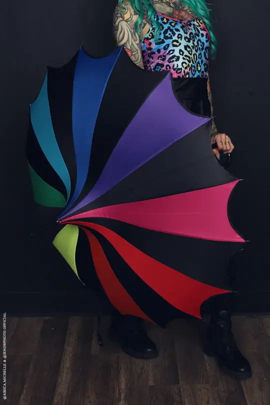 Batwing Pagoda Umbrella [Goth Rainbow]