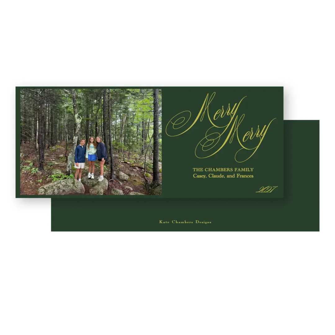 Chartreuse and Forest "Merry Merry" Holiday Card