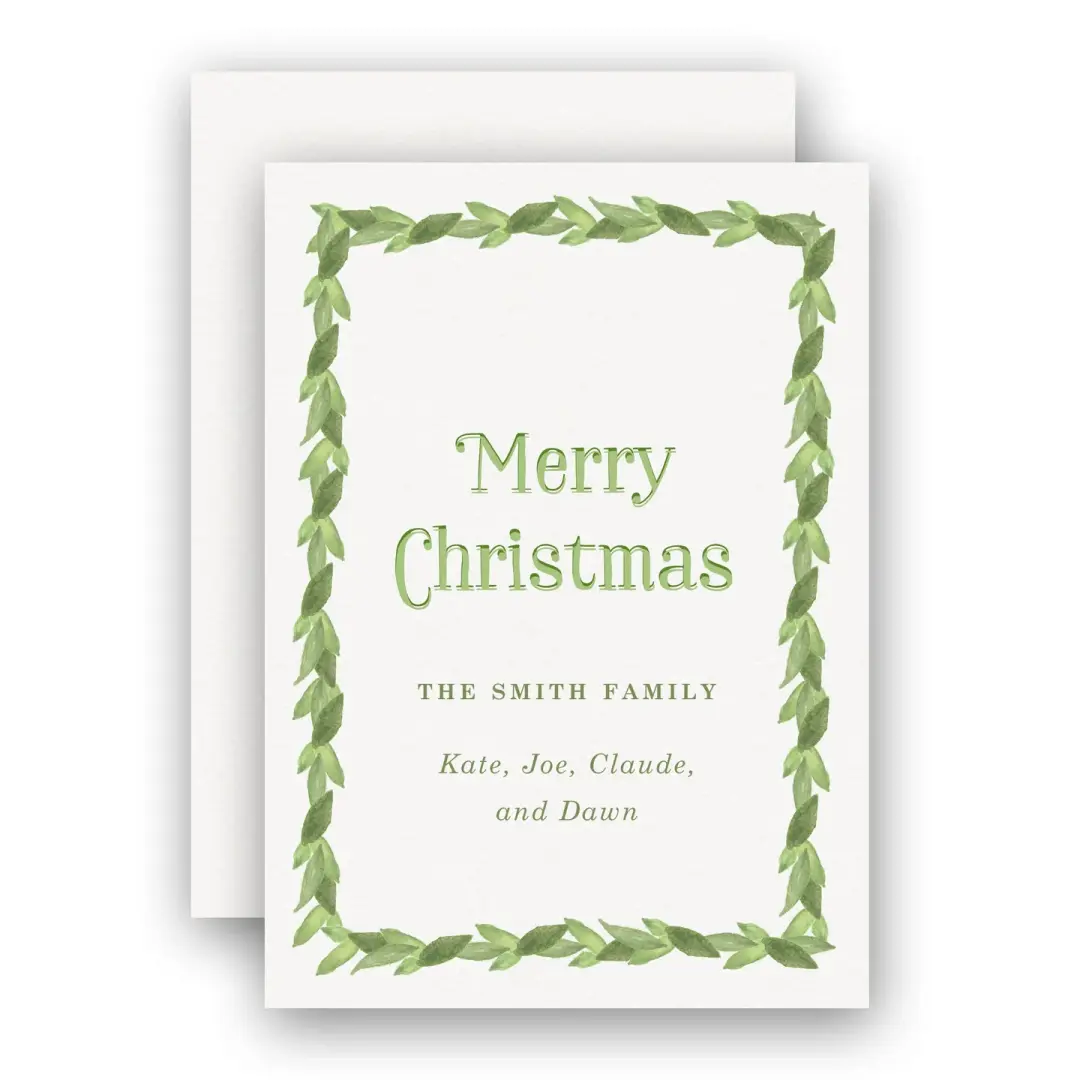 Green Ribbon Garland Holiday Enclosure Card