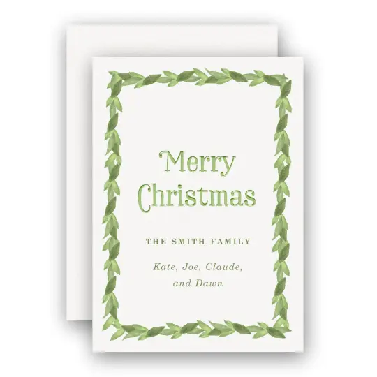Green Ribbon Garland Holiday Enclosure Card