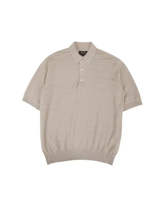 Beams Plus Knit Polo Hemp Light Grey