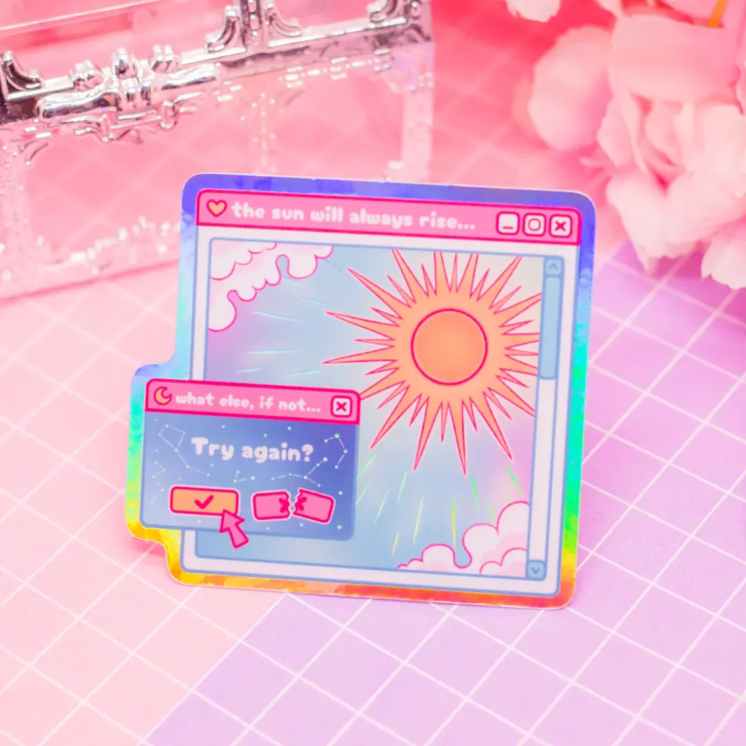 Cosmic Computer - Hopepunk Sunshine - holographic vinyl sticker