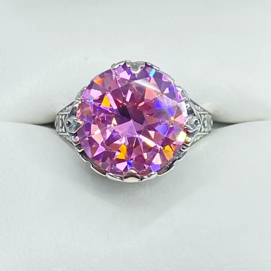 Pink CZ Ring, Size 7, Princess Ring #D29 - Ready to Ship