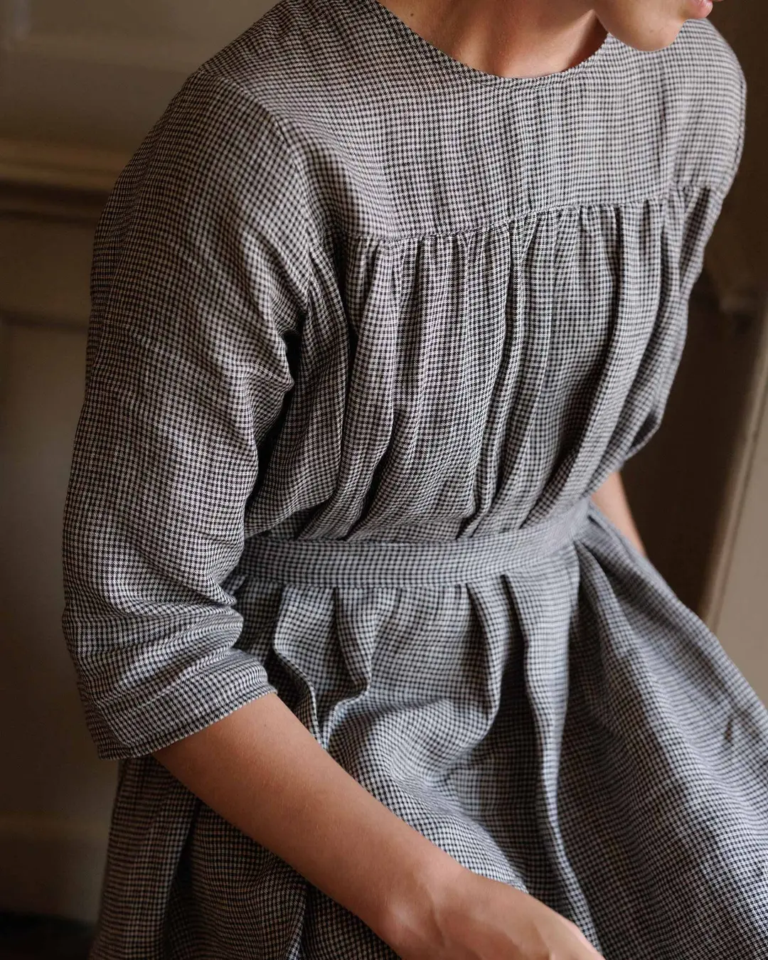 No.35 Maxi Length Linen Dress in Hazlitt's Check