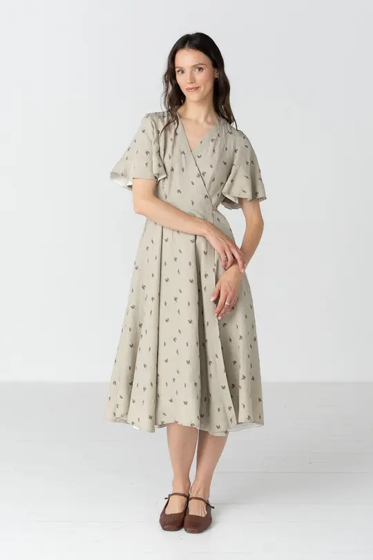Wrap – Linen Dress with Butterfly Sleeves