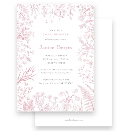Pink Floral Girls Baby Shower Invitation