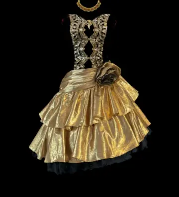 Elegant Golden Sequin Homecoming Dress A-Line High Collar Ruffled Corset Mini Prom Dress RS676