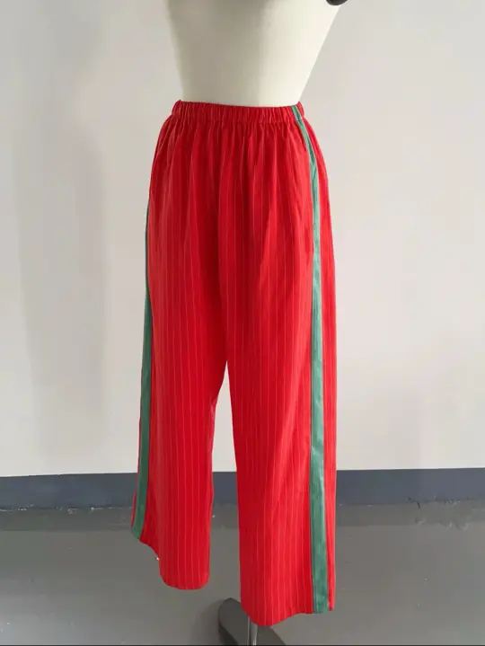 SAMPLE #228 - S Tencel Stripe Lazy Pants - Red Stripe / Mint