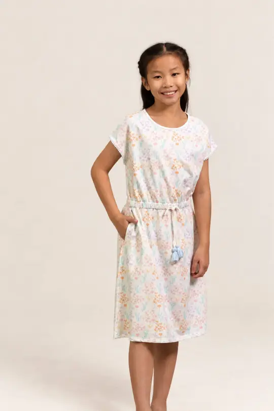 Hayley Dress - Cream Floral Bamboo