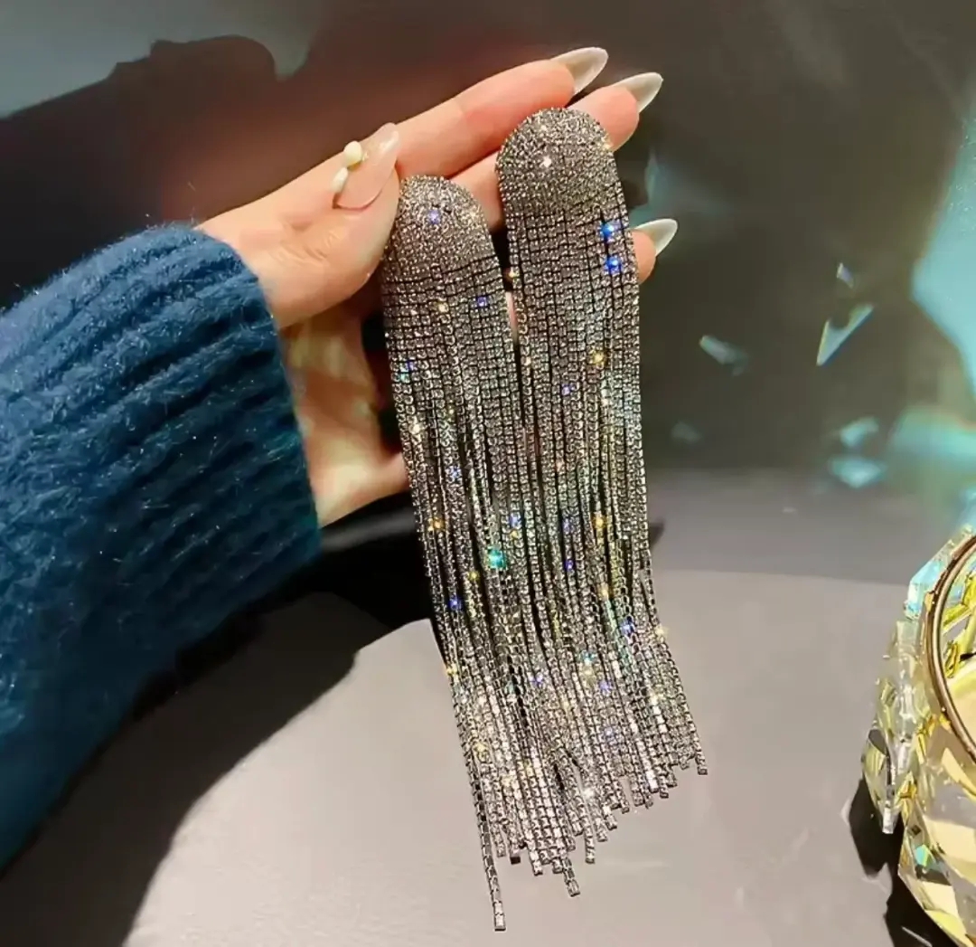 Crystal tassel earrings