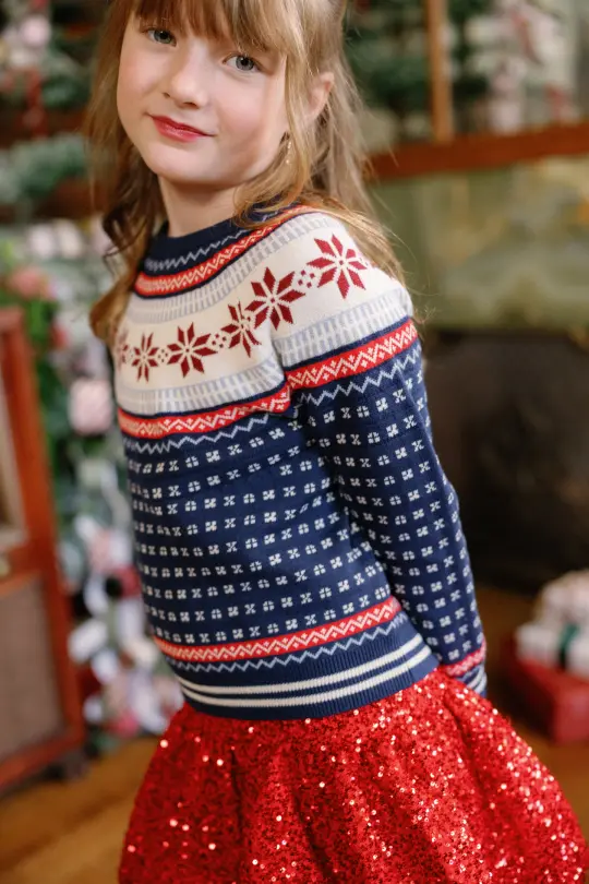 Mini Nolan Sweater in Midnight Fair Isle