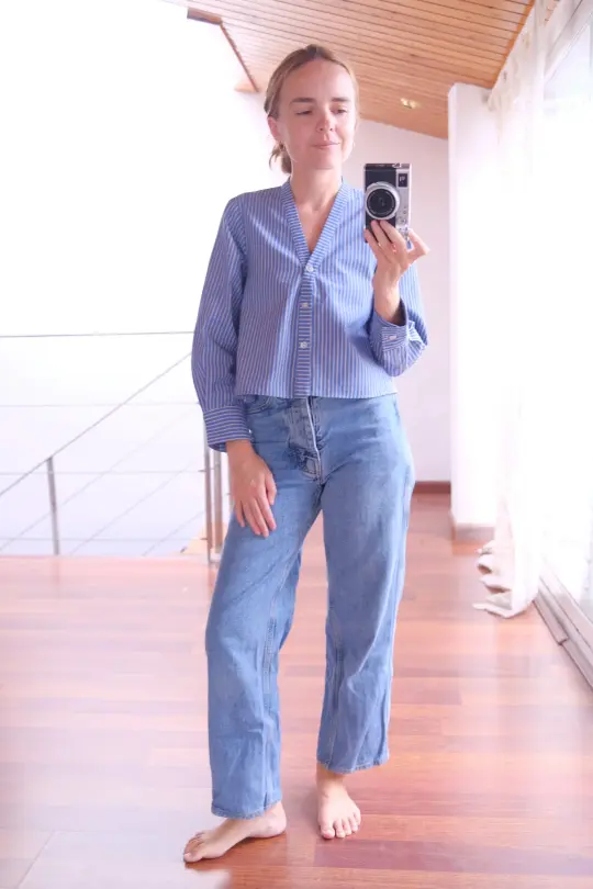 OLIVIA blouse in the office striped poplin fabric