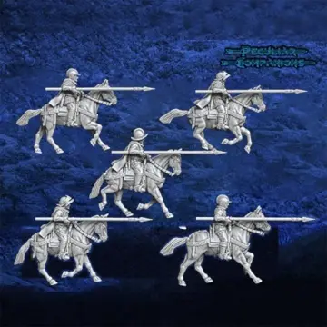 Unpainted 28mm 3D-printed English border lance light cavalry, 5 mounted miniatures — tabletop miniatures for historical wargaming, D&D & Pathfinder
