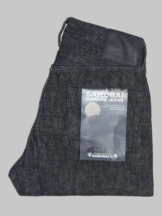 Samurai Jeans S211BK "Koku-Benkei 17oz Slubby Black Relaxed Tapered Jeans