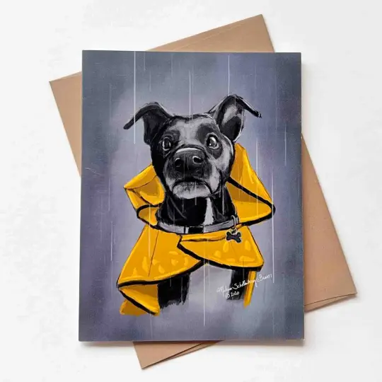 Rainy Day Dog Greeting Card