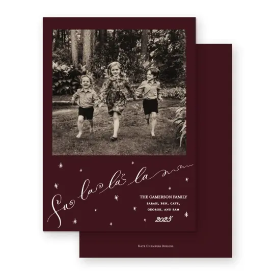 Claret and Pink  "Fa, La, La, La " Holiday Card