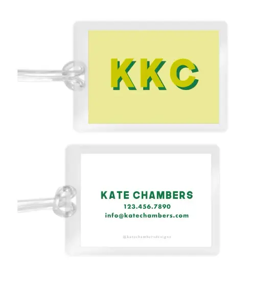 Women's Green Shadow Font Laminated Bag Tag