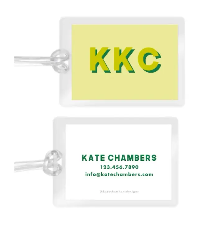 Women's Green Shadow Font Laminated Bag Tag