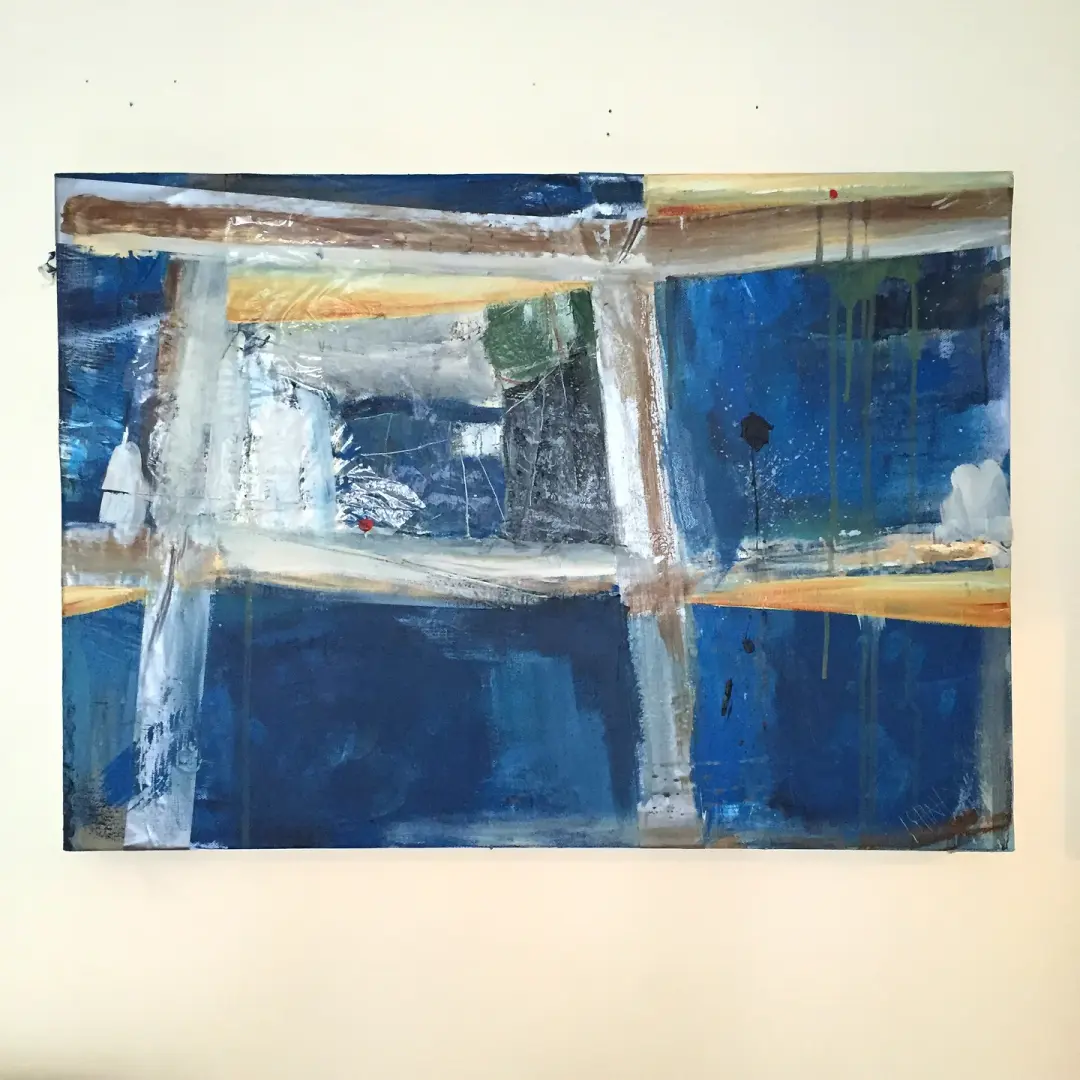 SHELTER #2  - Acrylic on Canvas with tape, 60 x 40cms