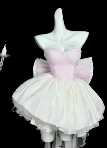 Lovely Pink Bow Back Accessory Homecoming Dress ,A-Line Sweetheart Corset Cute Princess Dress RS854
