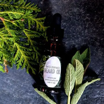 Badgerface Cedar Sage Beard Oil.