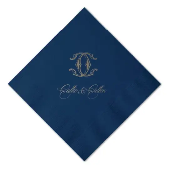 Custom Wedding Crest with Script Names Printed Cocktail Napkins