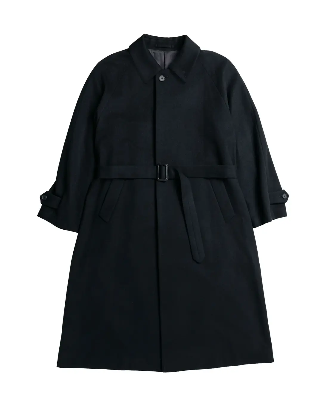 ssstein Wool Cashmere Raglan Sleeve Balmacaan Coat Black