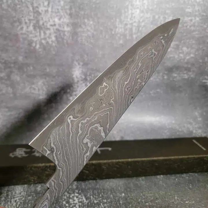Shoichi Hashimoto Yuuzan White #2 / Blue #2 Damascus 210mm Gyuto x Myojin Sharpened  BLADE ONLY Only one in existence