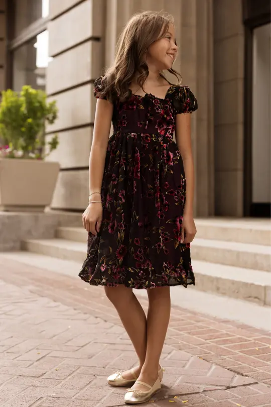 Teen Amira Dress in Violet Dusk Burnout