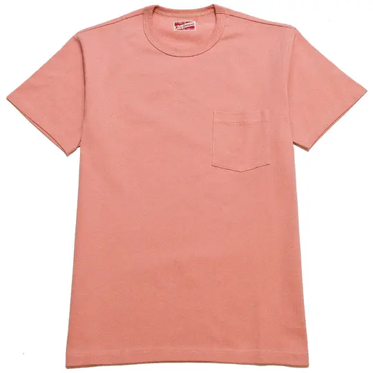The Real McCoy's Joe McCoy MC19012 Overdyed Sportswear Pocket Tee Coral