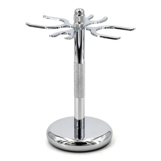 4-Slot Chrome-Plated Razor & Brush Stand