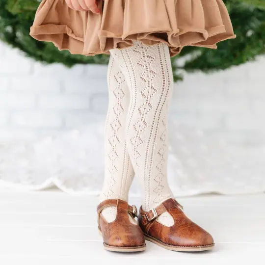 Fancy Knit Tights in Vanilla