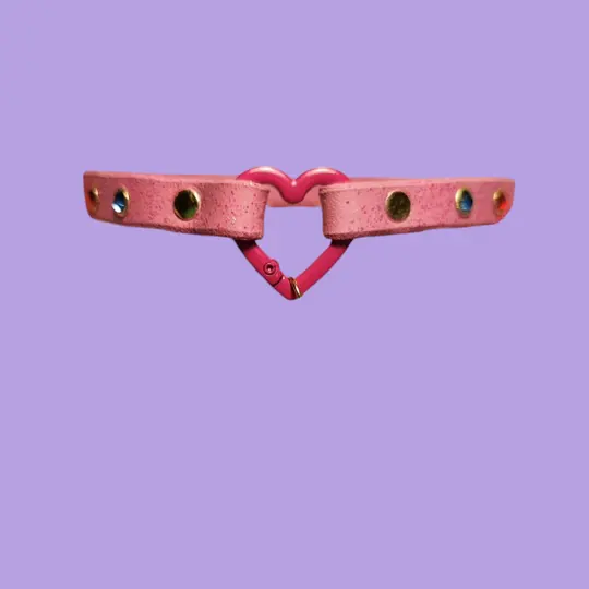 Handmade leather choker with a heart