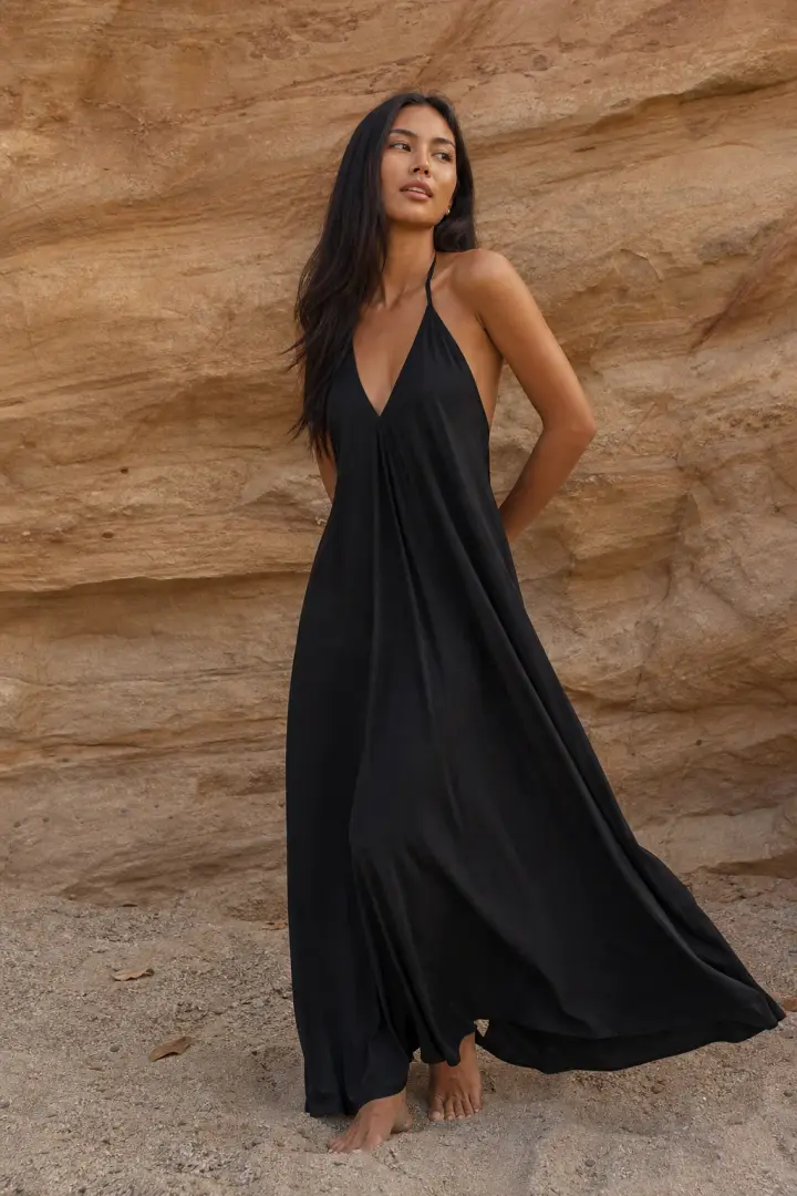 Flamingo Dress Solid Black
