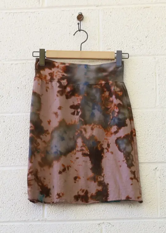 OOAK - Pencil Short Skirt / S / MED Hemp / Ice Dye (37)