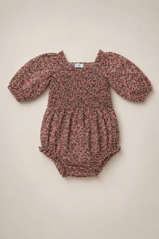 Baby Teagan Romper in Mauve Woodland Floral