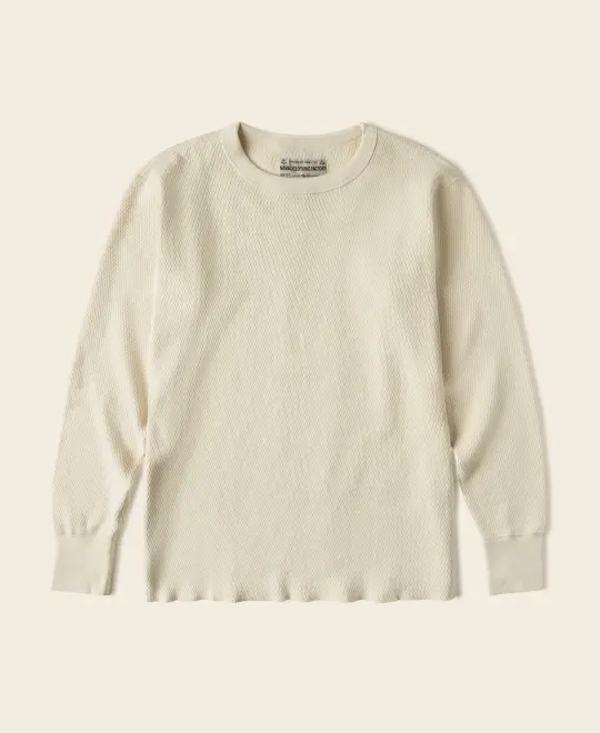 Heavyweight Raschel Knitting Waffle Thermal Shirt - Apricot