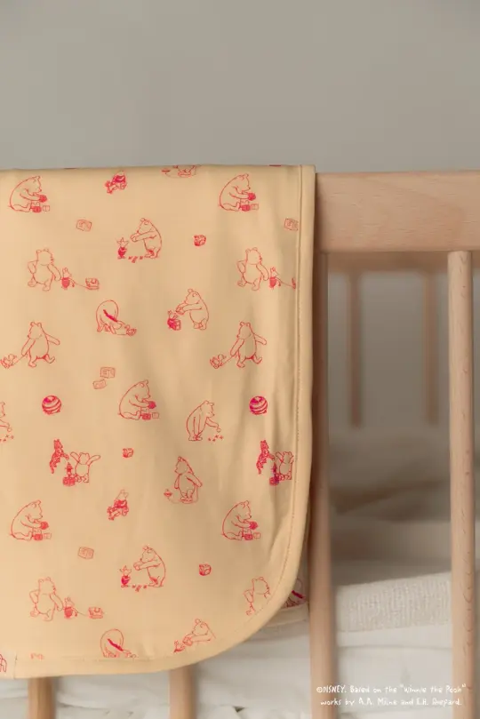 Cotton Jersey Blanket - Fuchsia Playtime Pooh