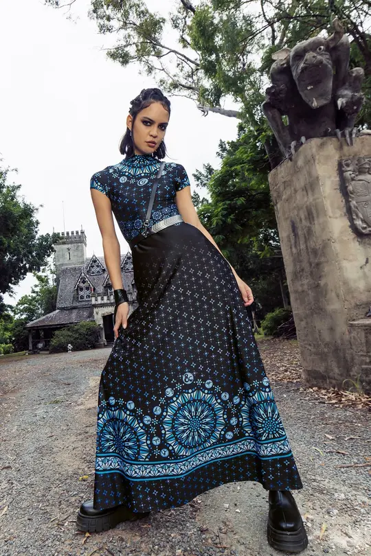 The Harpers High Neck Cap Sleeve Maxi Dress