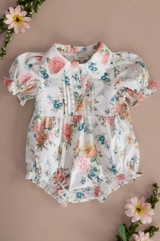 Baby Sophia Romper in Countryside Peony Blossom