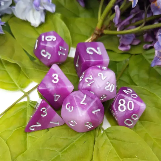 Purple Ombre Dice Set – 7-Piece Pearly Purple Layered DnD Dice