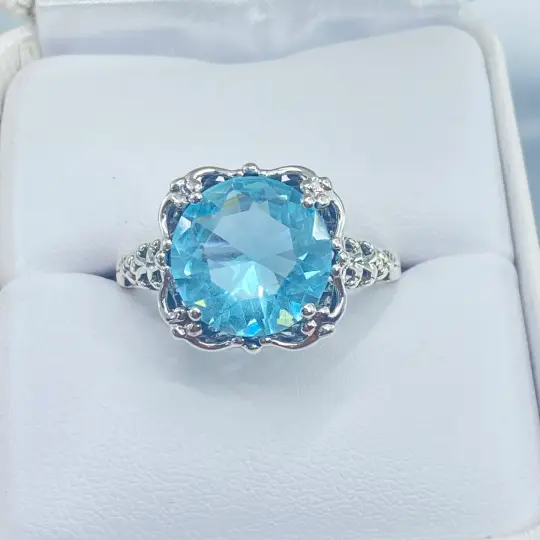 Aquamarine Victorian Ring #D103