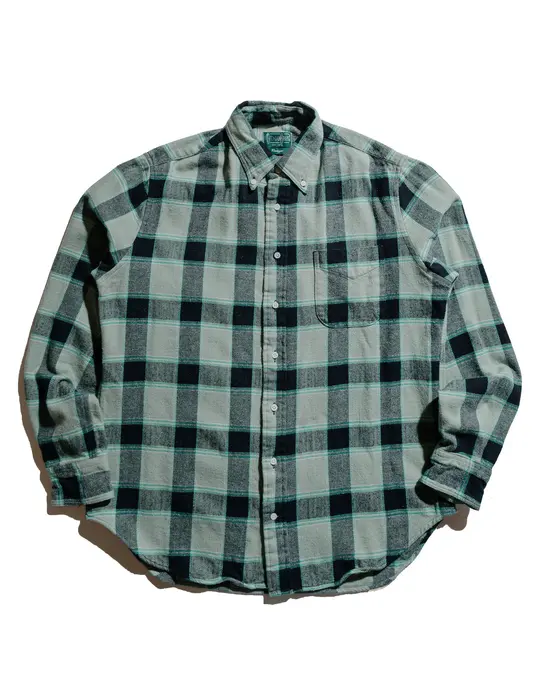 Gitman Vintage Bros. Celeste Green/Black Brushed Winter Madras Shirt