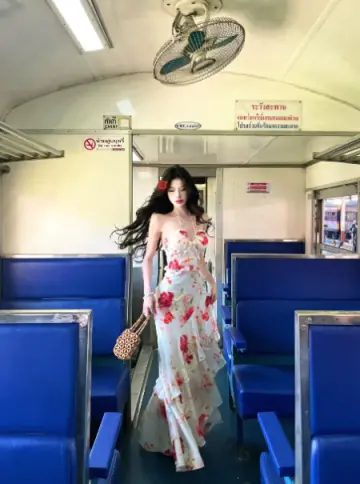 Retro White Floral Mermaid Halter Corset Maxi Prom Dress Summer Dress RS643