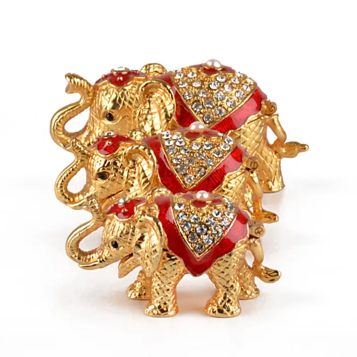Golden Elephant Family Trinket Set