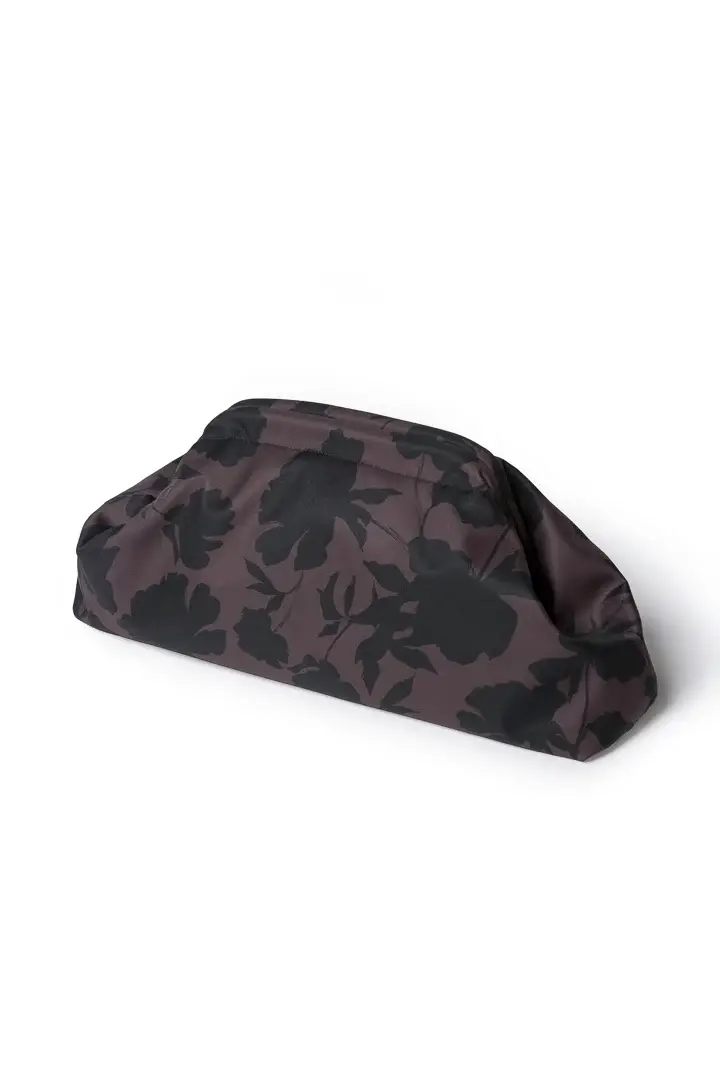 Brown Floral Clutch Bag