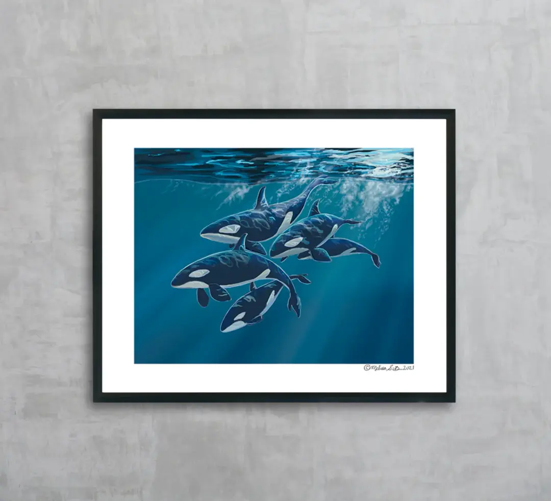 Five Orcas Fine Art Print, Wholesale
