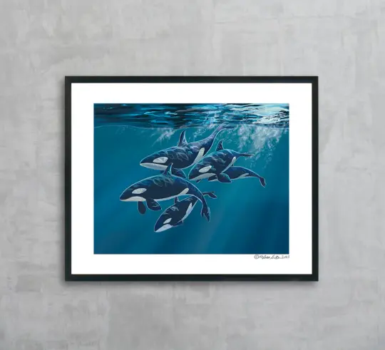 Five Orcas Fine Art Print, Wholesale
