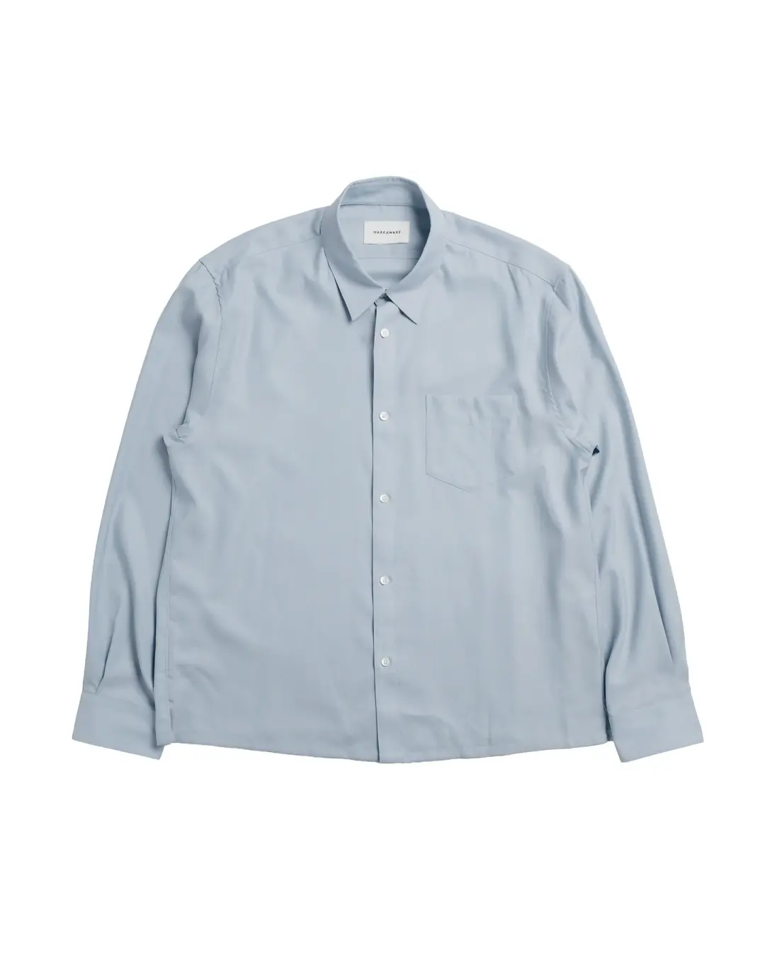 MARKAWARE Square Shirt Super 160s Shrink-Resistant Wool Oxford Saxe