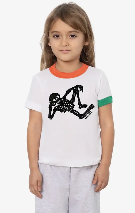 Skeleton in Repose Kid's Ringer Tee